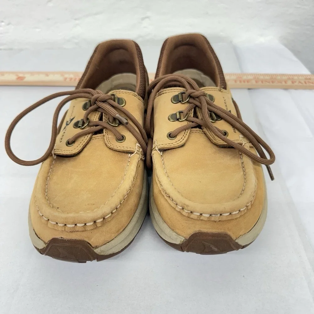 Rugged Shark Brown Tan Leather Boat Shoes Men Size 8 M